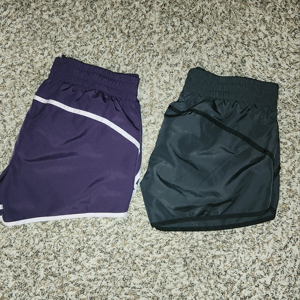 Athletic Works Women's Athletic Shorts 2pcs -Purple & Black
